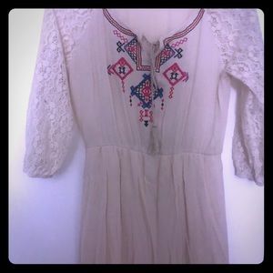 White dress. Embroidery + lace.All offers welcome!